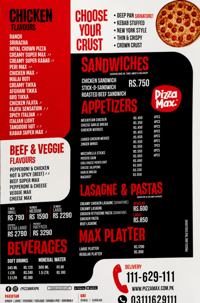pizza max menu